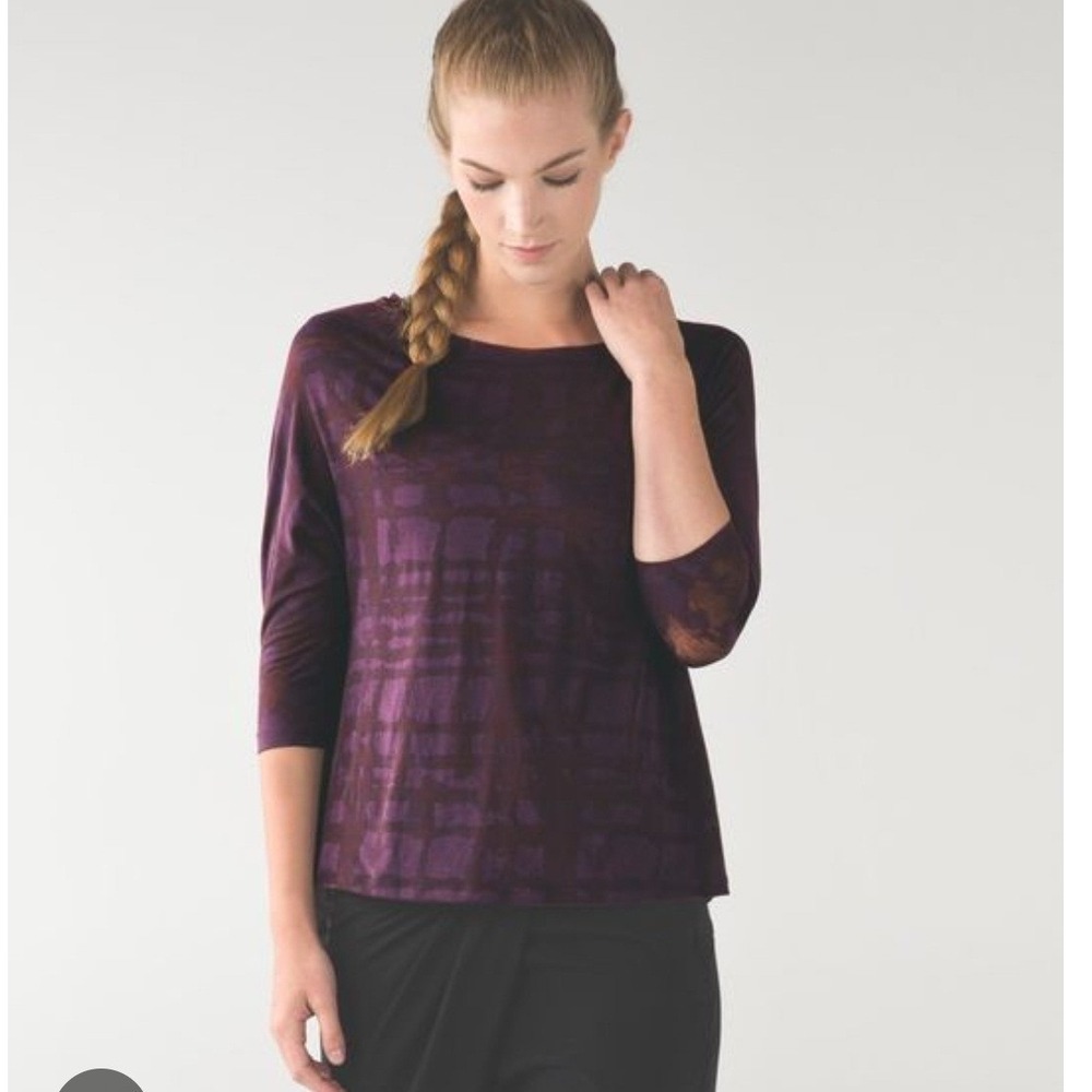 Lululemon 6 Yoga Flow Long Sleeve Tee Ghost Weave Burnout‎ Purple Lightweight